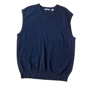 American blue pure cashmere pullover sweater vest color dark blue size XL